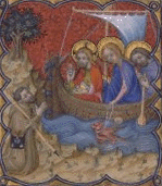 Saints protecteurs des voyageurs: le Christ, Sainte Marthe tenant la tarasque, et Saint Julien l'Hospitalier.